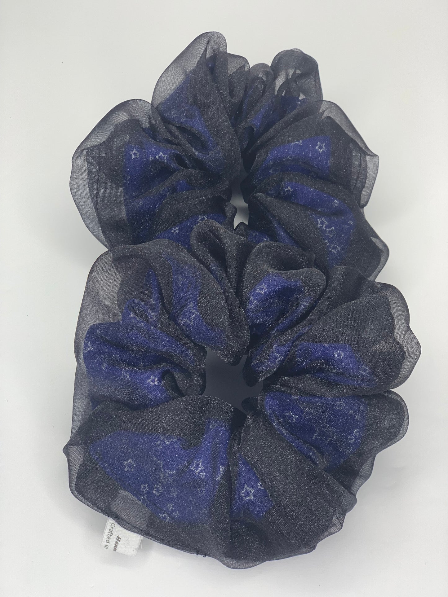 Black/Blue Double-Layered Scrunchies