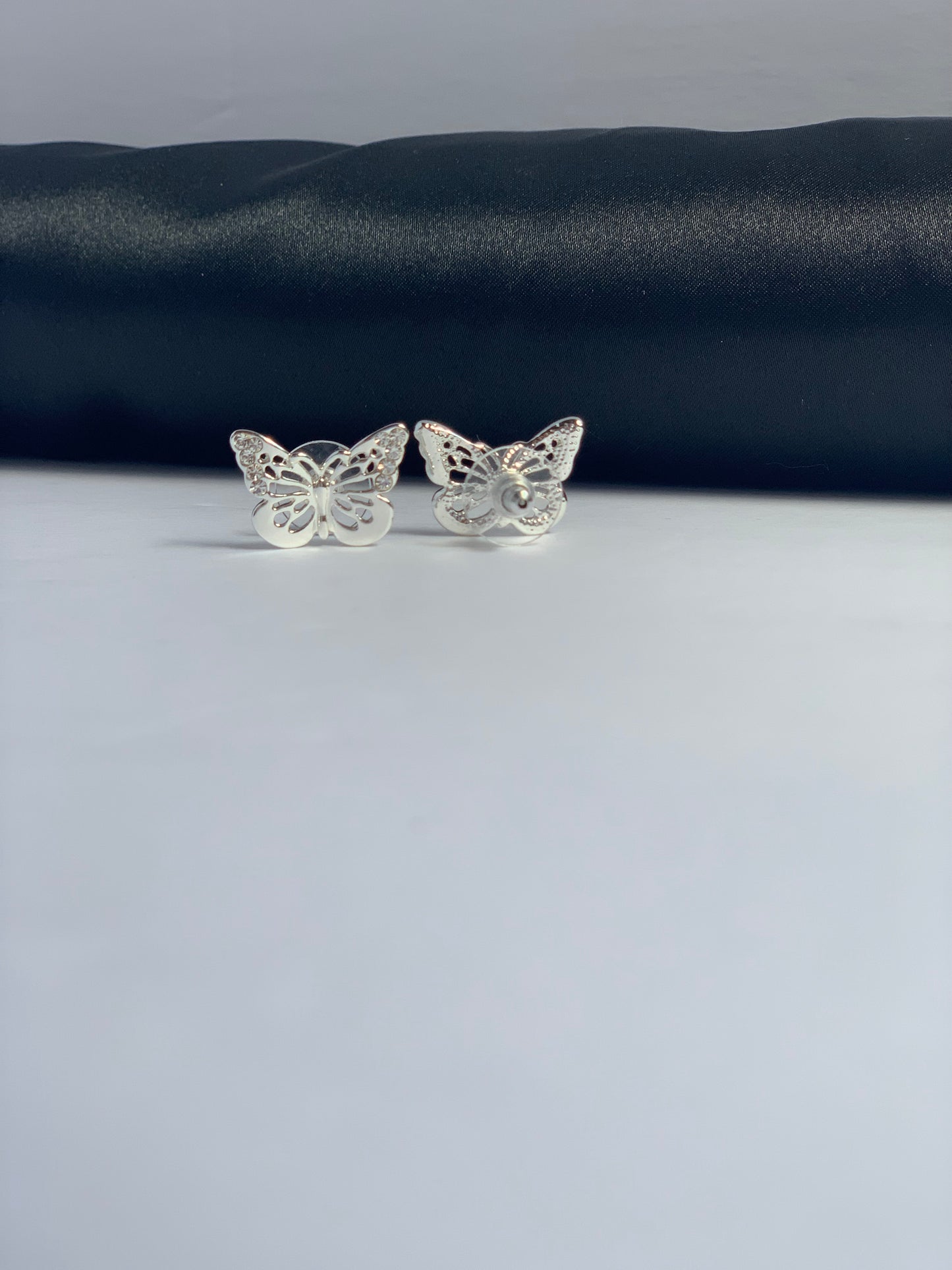 Silver Tone Butterfly Earrings