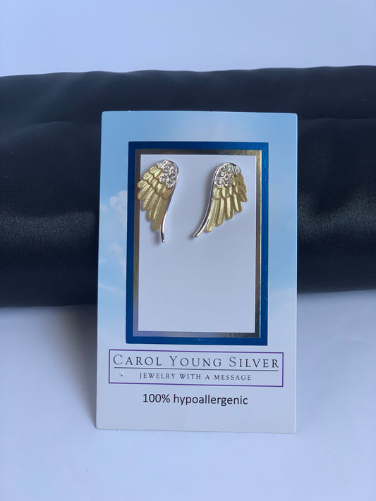 Two Tone Angel Wings Earrings