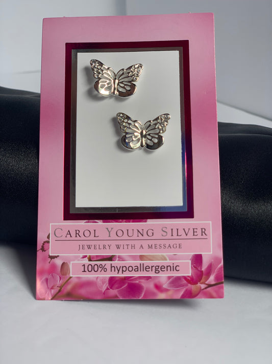 Silver Tone Butterfly Earrings