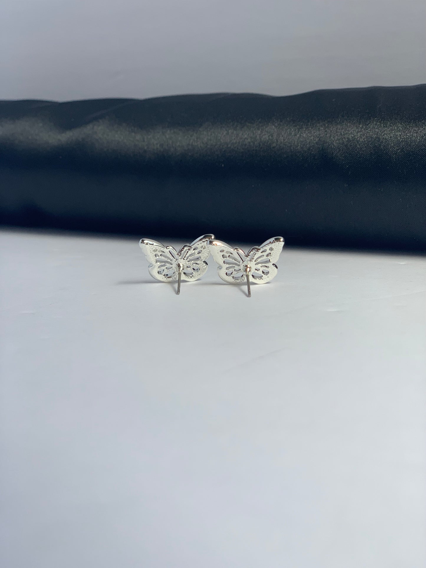 Silver Tone Butterfly Earrings